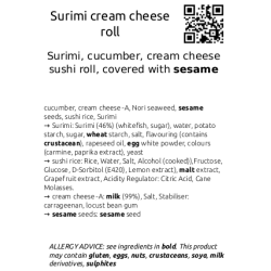 Surimi cream cheese roll