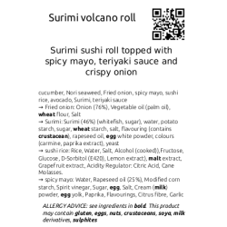 Surimi volcano roll